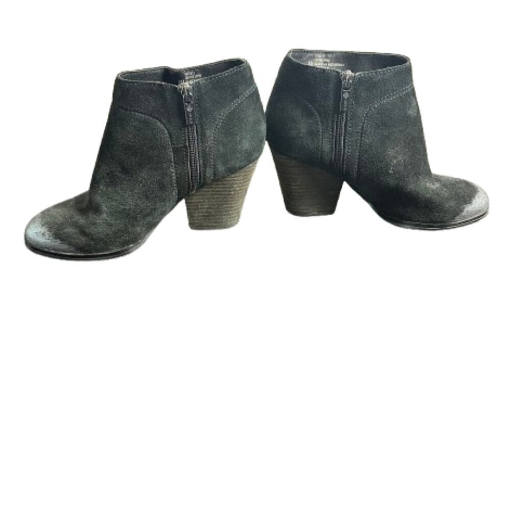 ISOLA Metallic Toe Detail Block Heel Black Suede Booties Size 8M